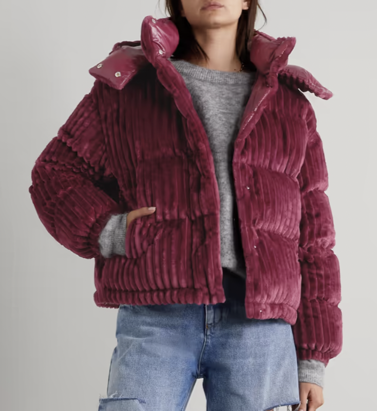 Moncler Daos hooded quilted corduroy down jacket